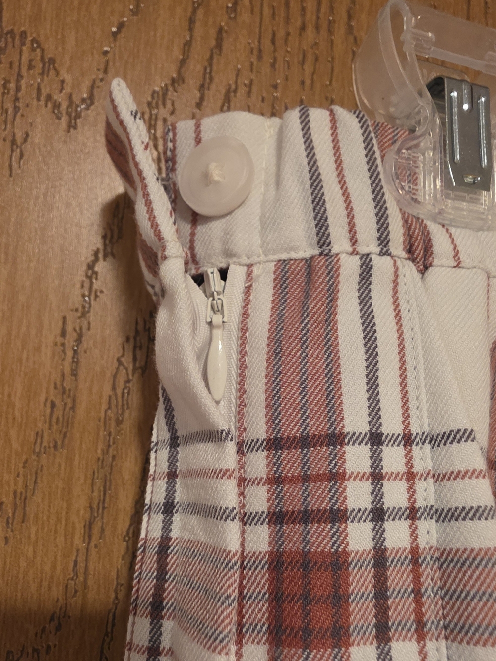 aerie Cream Pleated Skirt with Brown Plaid - Picture 3 of 4